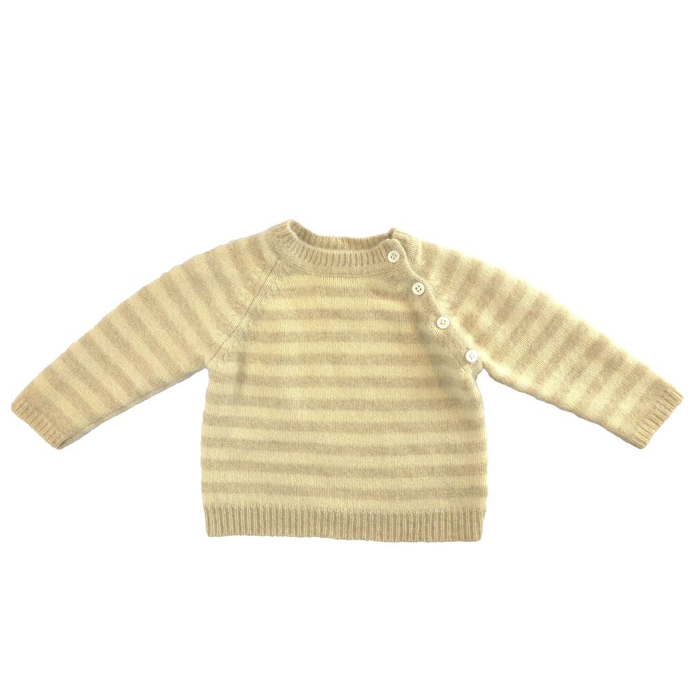 Baby CZ Carolina Zapf Pure Cashmere Sweater Striped 6-12mo Cream